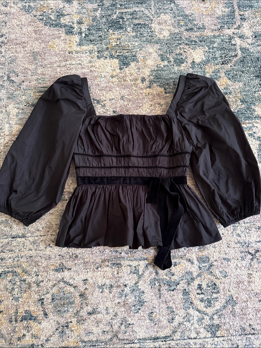 Antonio Melani Black Puff-Sleeve Top